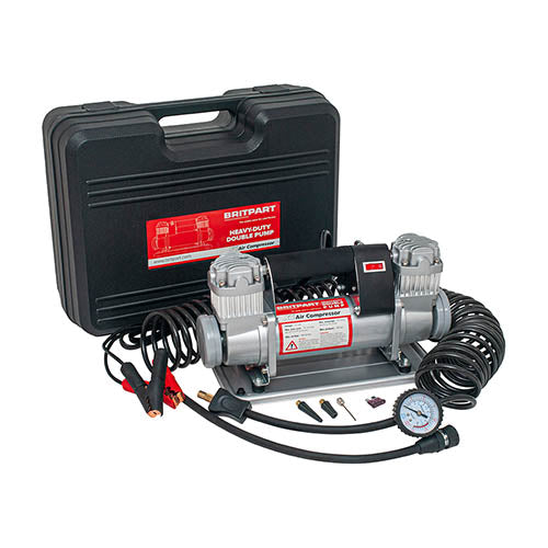 Heavy Duty 12V Double Pump Portable Air Compressor - Britpart XS - DA2392XS