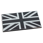 Black & Silver Metal Union Jack Self Adhesive Badge Land Rover Mini etc - Britpart - DA7637