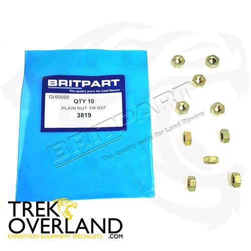 PLAIN NUT 1/4 BSF - BRITPART - 3819