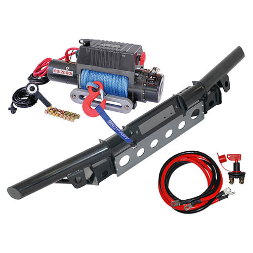 Land Rover Defender 12000lb Winch w/ Dyneema Rope & Tubular Winch Bumper Kit - Britpart - DB1321R