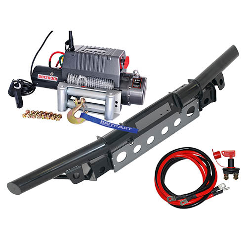 Land Rover Defender 12000lb Winch & Tubular Winch Bumper Kit - Britpart - DB1321