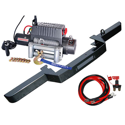 Land Rover Defender w/ Air Con 12v 9500lb Winch & Winch Bumper Kit - Britpart - DB1345