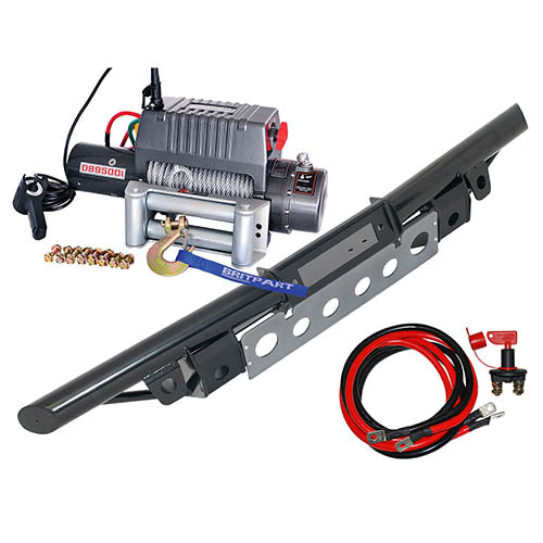 Land Rover Defender 9500lb Winch & Tubular Winch Bumper Kit - Britpart - DB1348