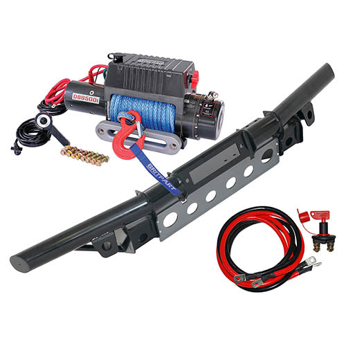 Land Rover Defender 9500lb Winch w/ Dyneema Rope & Tubular Winch Bumper Kit - Britpart - DB1349R