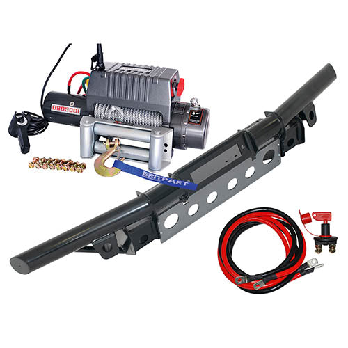 Land Rover Defender 9500lb Winch & Tubular Winch Bumper Kit - Britpart - DB1349