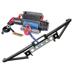 Land Rover Discovery 1 9500lb Winch w/ Dyneema Rope & Tubular Winch Bumper Kit - Britpart - DB1350R