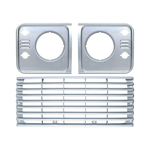 GRILLE &  HLAMP SURROUND SET INDUS SIVER - BRITPART - DA1257