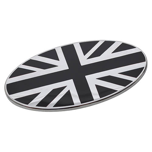 Oval Black and Chrome Union Jack Badge - Britpart - DA7638