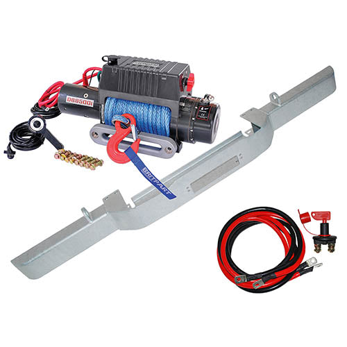 Land Rover Defender 12000lb Winch w/ Dyneema Rope & Galvanised Winch Bumper Kit - Britpart - DB1310RGALV
