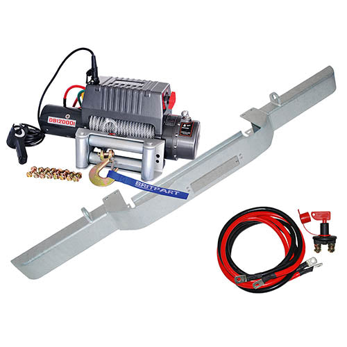 Land Rover Defender 12000lb Winch & Galvanised Winch Bumper Kit - Britpart - DB1313GALV