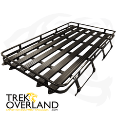 Land Rover Defender 110 Double Cab 2.8m Black Roof Rack w/ Twin Rear Ladders - Patriot Products - D110DC-2800-NLR-PCB